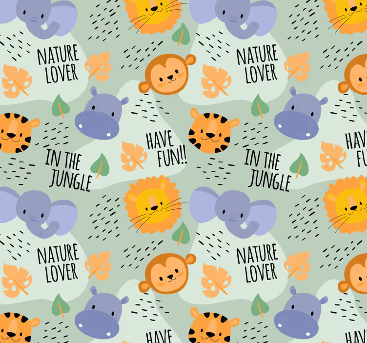 Jungle babypatroon behang dieren - TenStickers