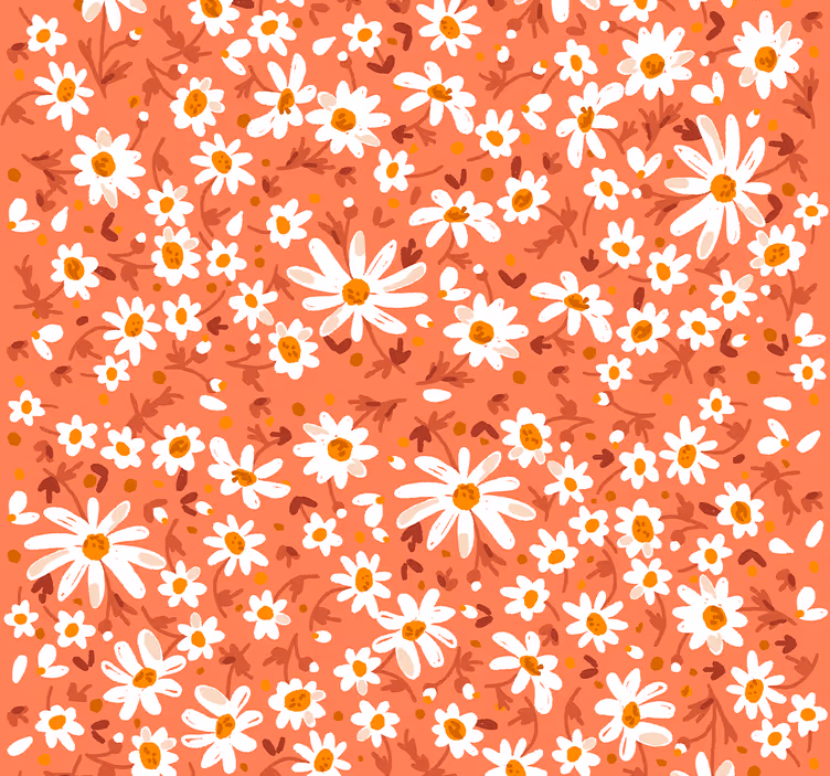 Madeliefjes op bruine achtergrond bloemen behang - TenStickers