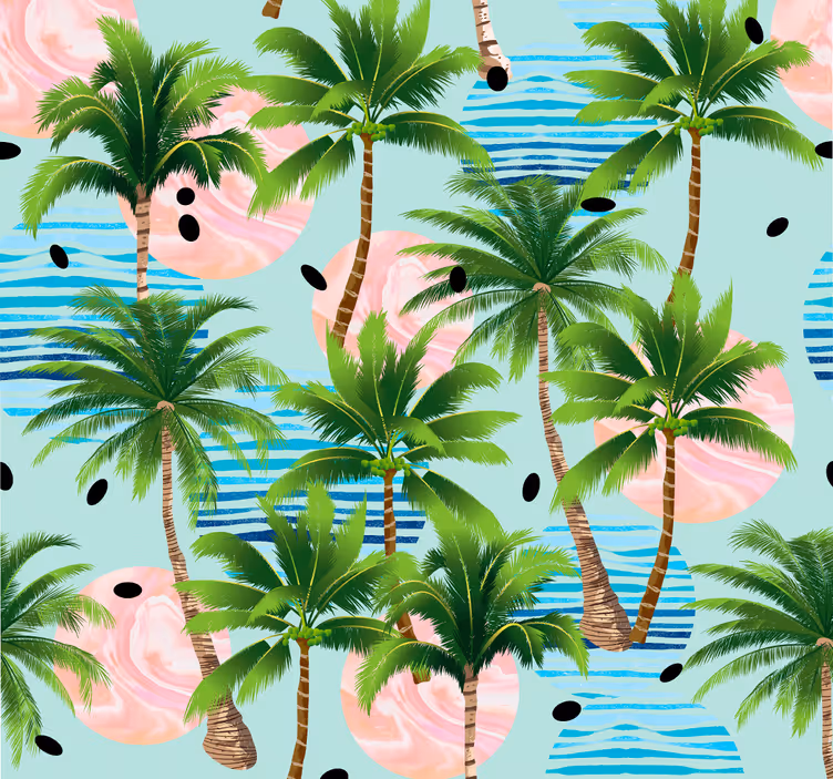 Palmbomen op marmeren zon jungle behang - TenStickers