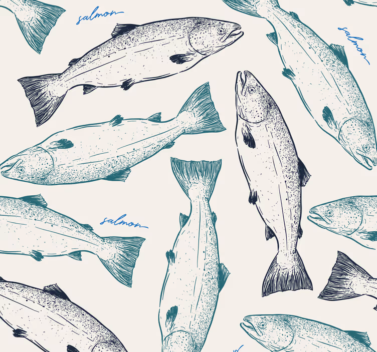 Dierenprint behang Zalm - TenStickers