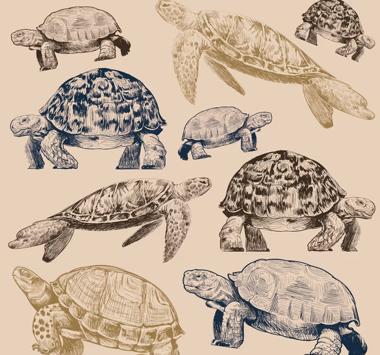 Dieren behang Schildpadden beige achtergrond - TenStickers