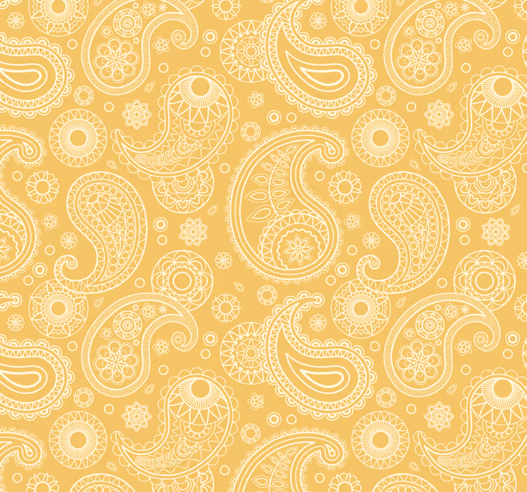 Ingewikkeld geel paisleymotief behangpapier ingang - TenStickers