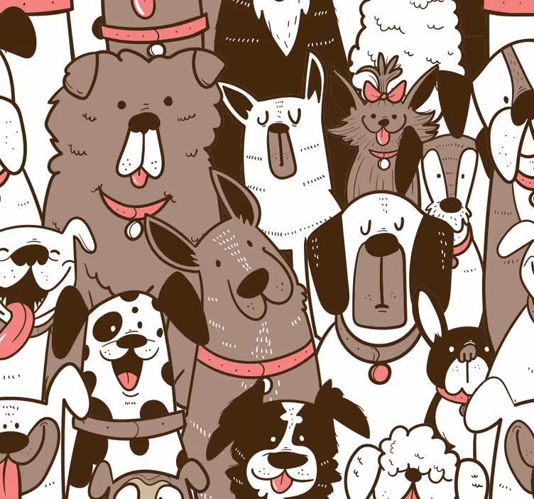 Blije gezichten behang honden - TenStickers