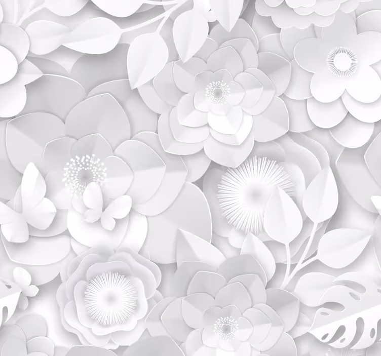 3d behang 3d witte bloemen - TenStickers