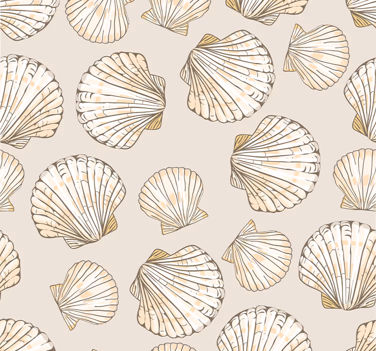 Beige behang Grote en kleine schelpen - TenStickers