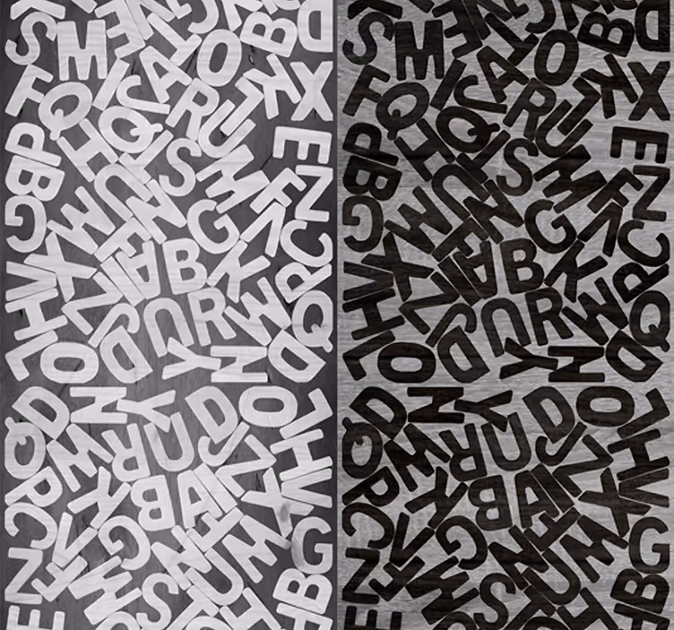 Behang met alle letters in zwart en wit - TenStickers