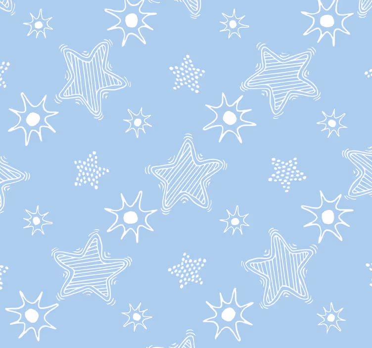 Blauw kinderpatroon behang sterren - TenStickers