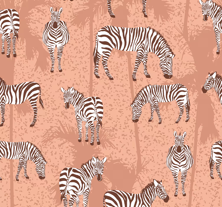Dierenprint behang Zebra en palmen bruin - TenStickers