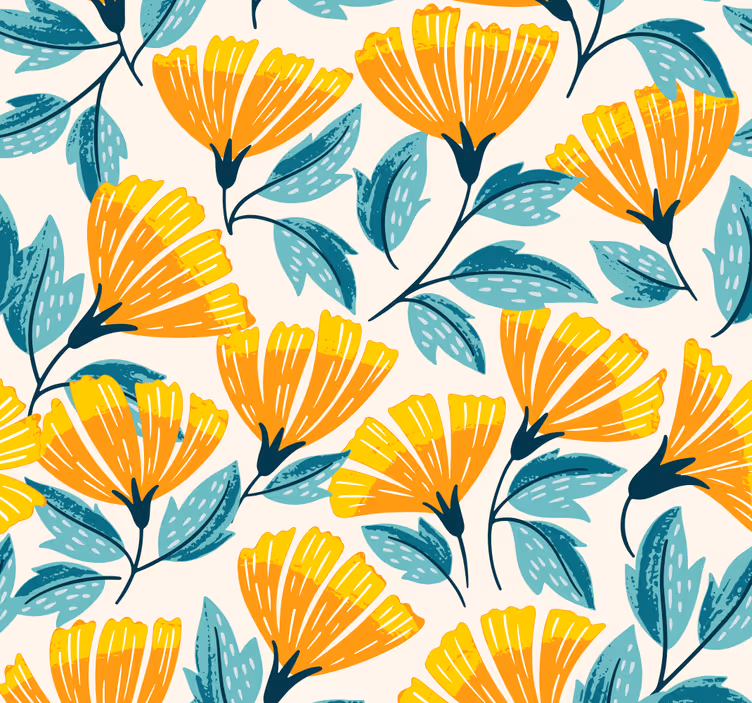 Ginkgo bloemmotief behang woonkamer - TenStickers