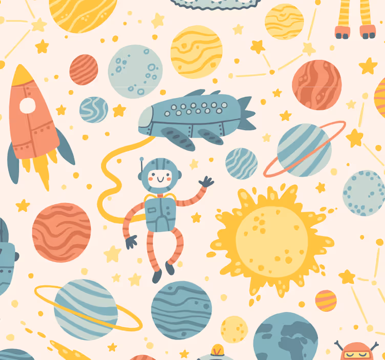 Ruimte avonturenscène behangpapier kinderkamer - TenStickers