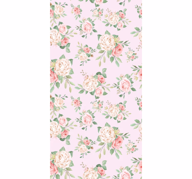 Bloemen behang Roze pioenrozen op grijs behang - TenStickers