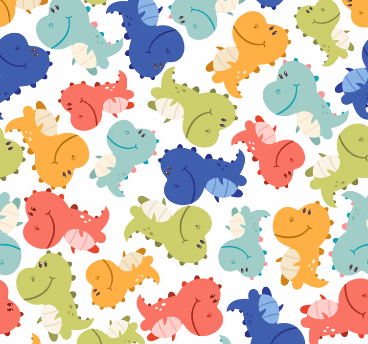 Vrolijk dinosauruspatroon dinosaurus behang - TenStickers