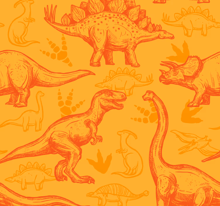 Dinosaurus tekeningen behang - TenStickers