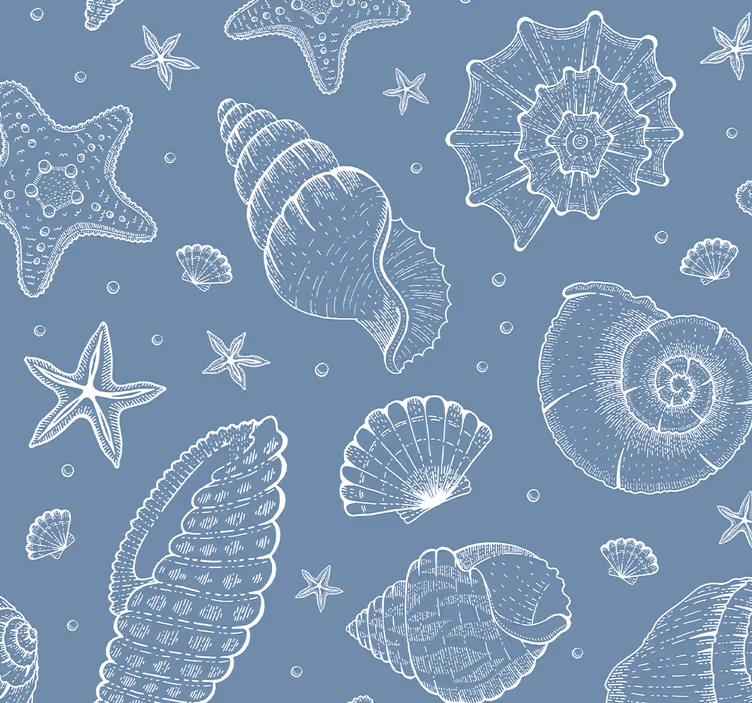 Zeeschelp motieven behang - TenStickers