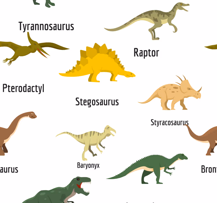 Behang Realistische dinosaurussen met namen - TenStickers