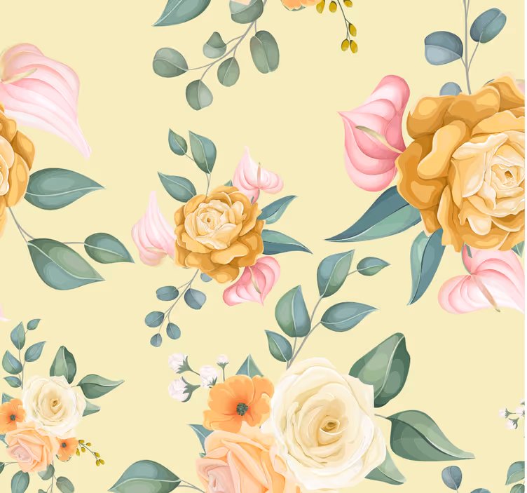 Bloemenbloesemreeks bloemen behang - TenStickers