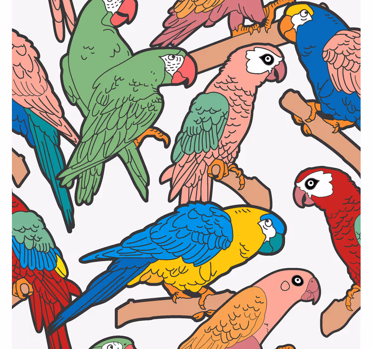 Dierenprint behang Verscheidenheid aan papegaaien - TenStickers