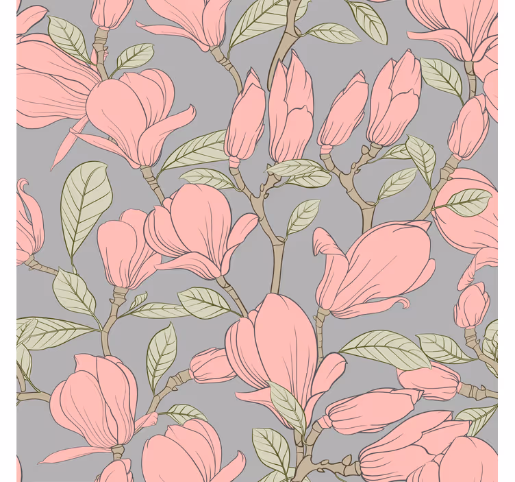 Bloemige magnolia's bloemen behang - TenStickers