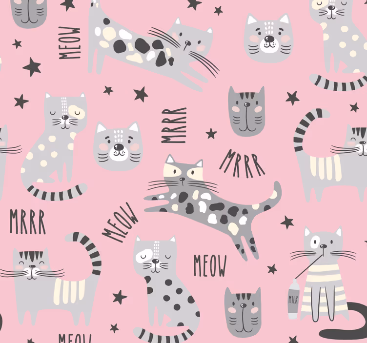 Dierenprint behang Stijlvolle katten - TenStickers