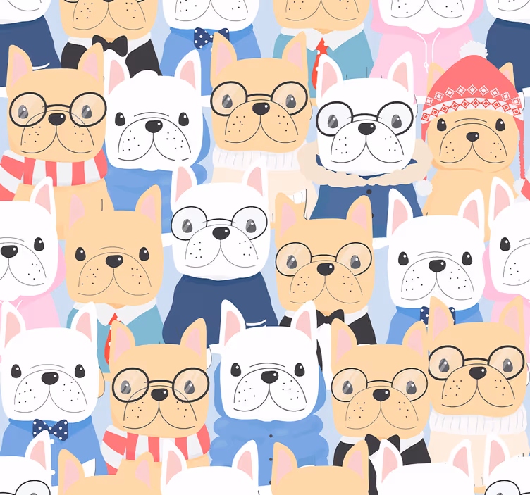 Bulldog puppy's behang honden - TenStickers