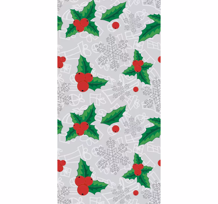 Feestelijk hulstpatroon behang kerst - TenStickers