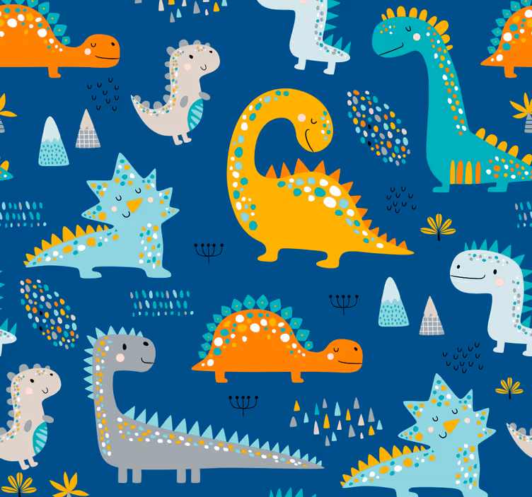 Dinosaurussen patroon dinosaurus behang - TenStickers