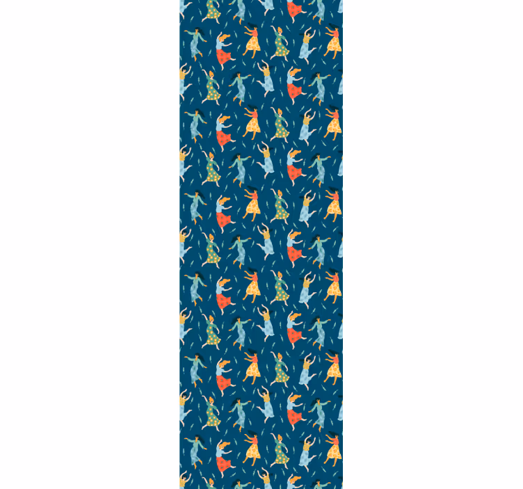 Blauw behang dansende vrouwen patroon - TenStickers