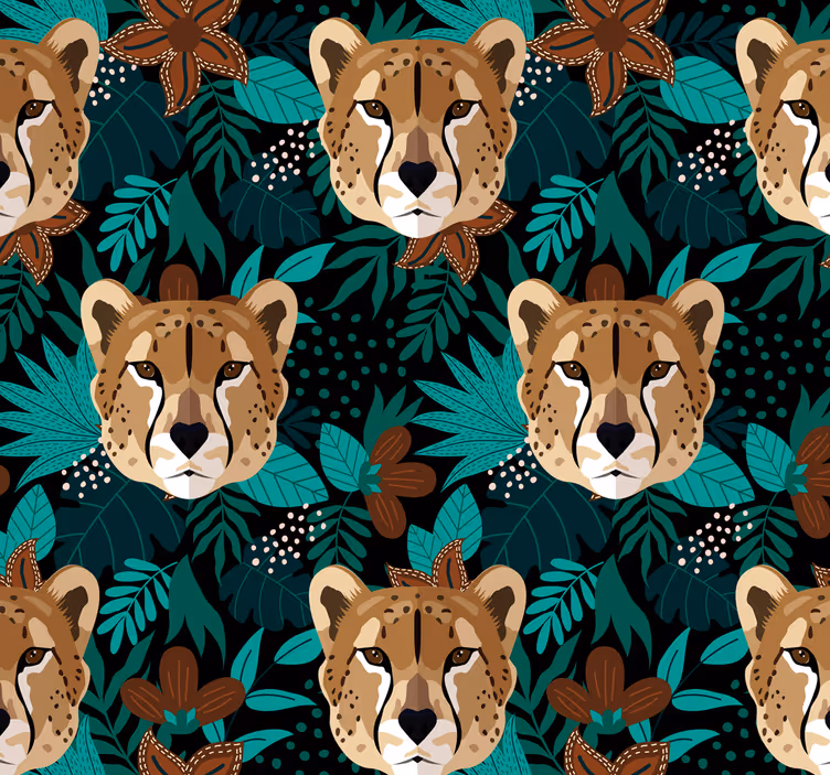 Jungle cheetah-patroon behang dieren - TenStickers