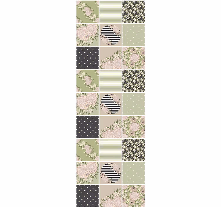 Bloemen patchwork ontwerp behang bloemsierkunst - TenStickers