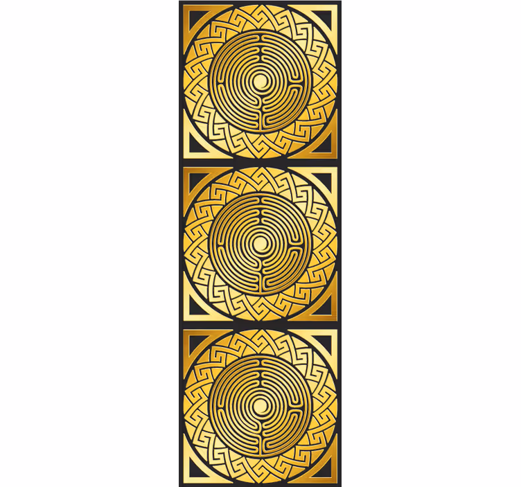 Labyrintische symmetrie geel behang - TenStickers