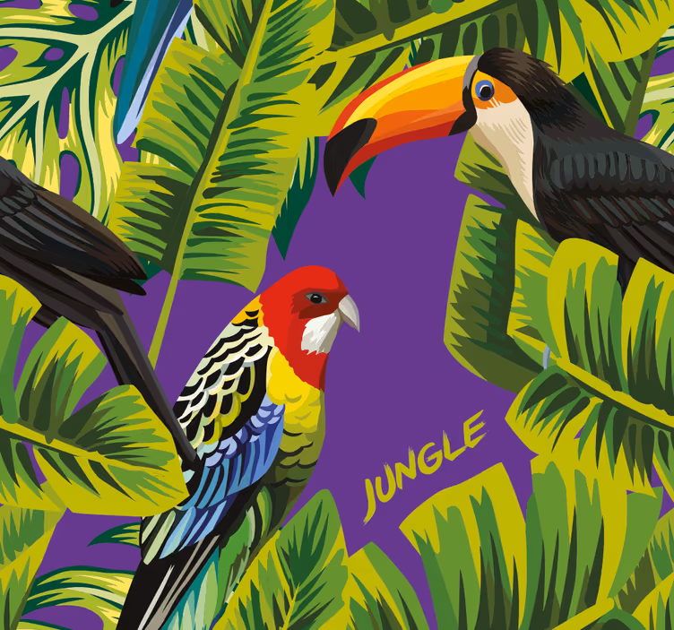 Tropisch vogelparadijs papegaai behang - TenStickers