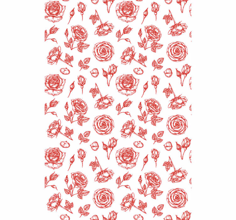 Geschetst bloemmotief bloemen behang - TenStickers