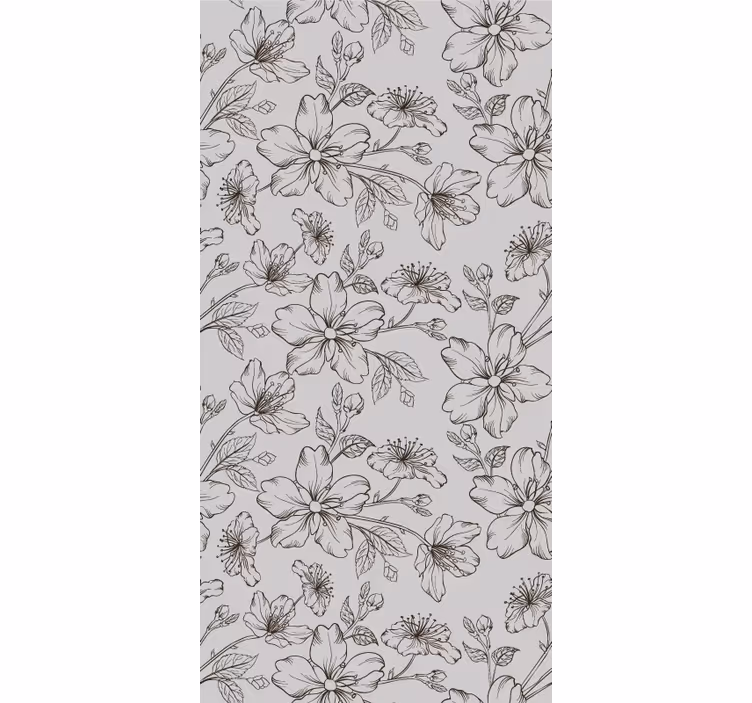 Bloemenschets elegantie bloemen behang - TenStickers