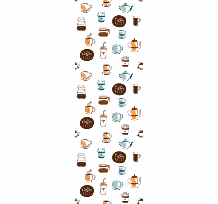 Koffie motief illustratie behang keuken - TenStickers