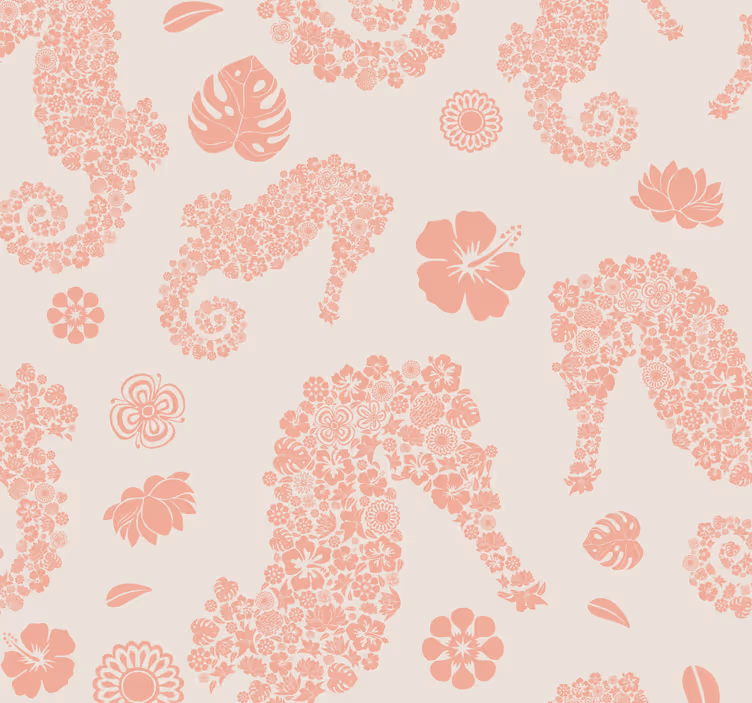 Dierenprint behang Bloemen zeepaardje patroon - TenStickers