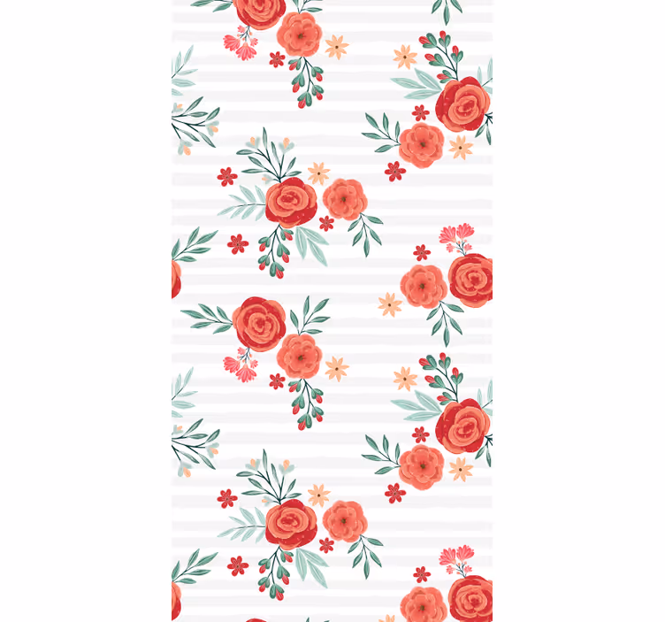 Bloemen behang gestreept patroon - TenStickers