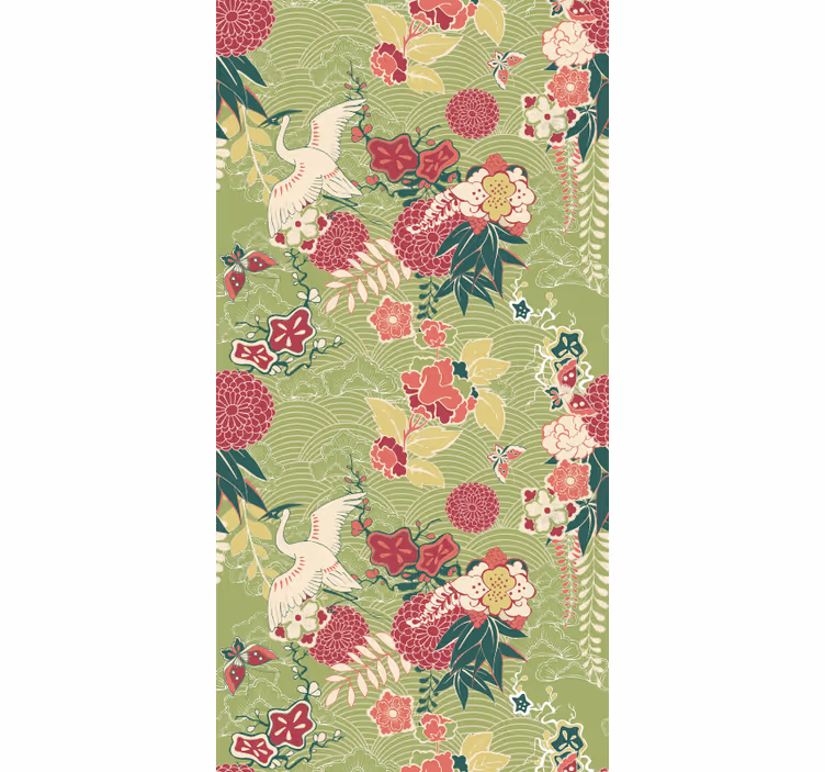 Bloemenkraanmotief bloemen behang - TenStickers