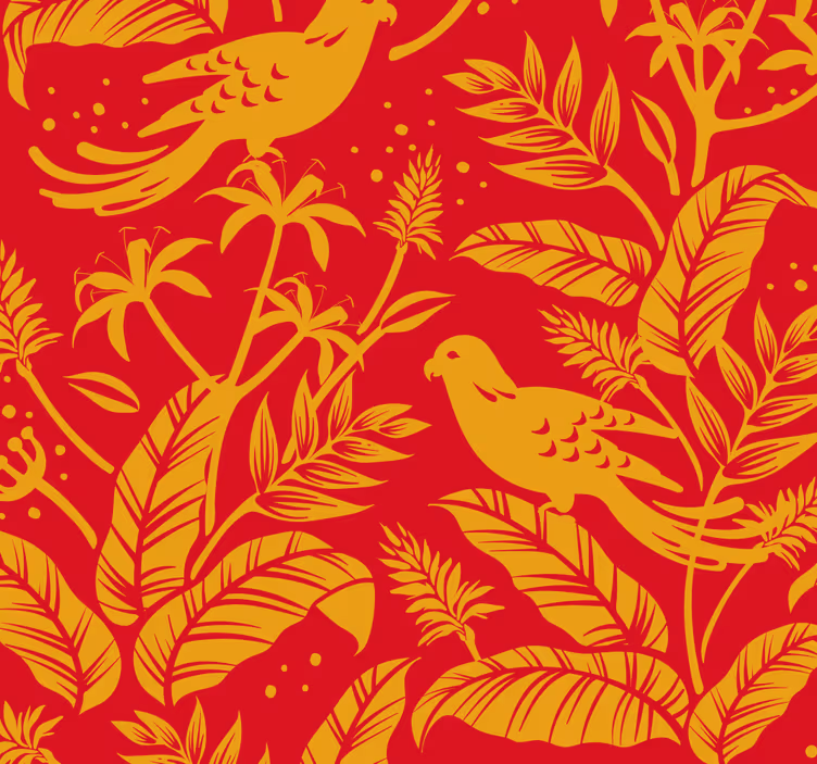 Dierenprint behang vogels met veren - TenStickers