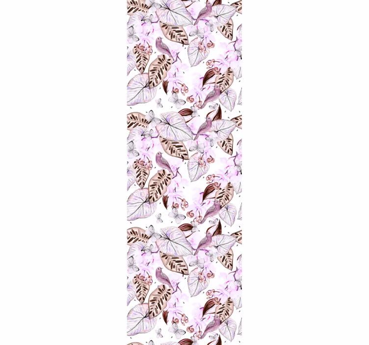 Vlinder botanisch motief behang bladeren - TenStickers