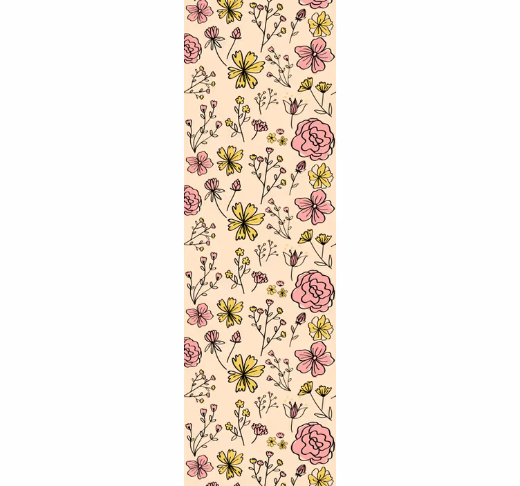 Bloemen behang botanische schets - TenStickers