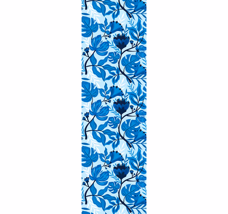 Blauwe botanische bloei bloemen behang - TenStickers