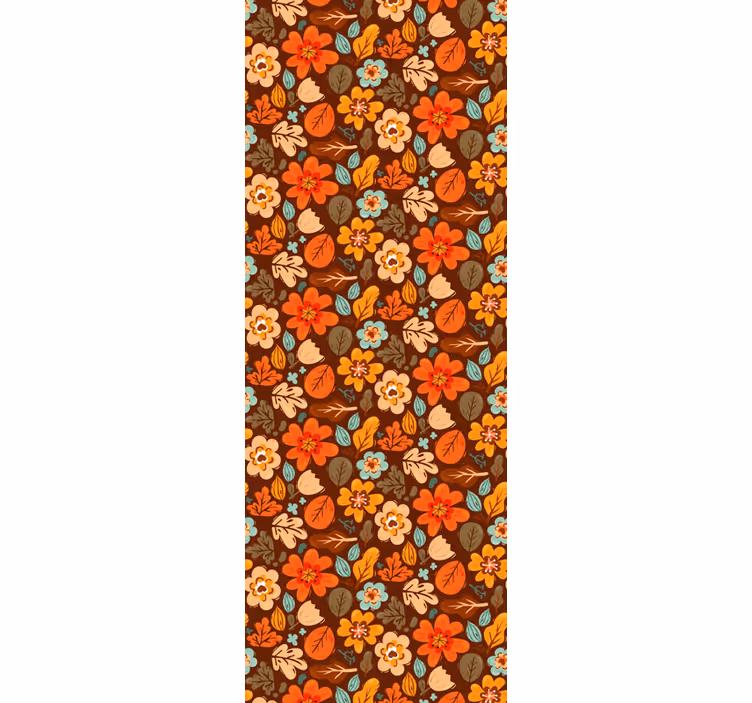 Herfstachtige bloemmotieven behang woonkamer - TenStickers