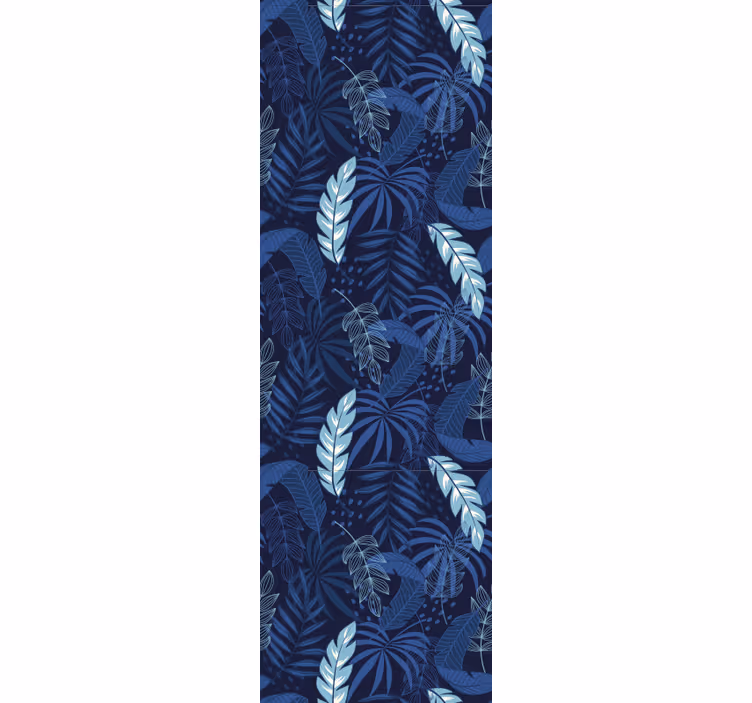 Tropisch bladpatroon blauw behang  - TenStickers