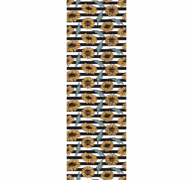 Zonnebloemstrepen behang bloemsierkunst - TenStickers