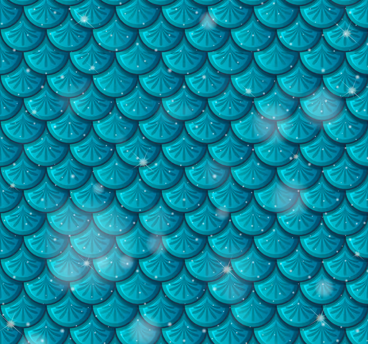 Zeemeermin blauwe schubben - TenStickers