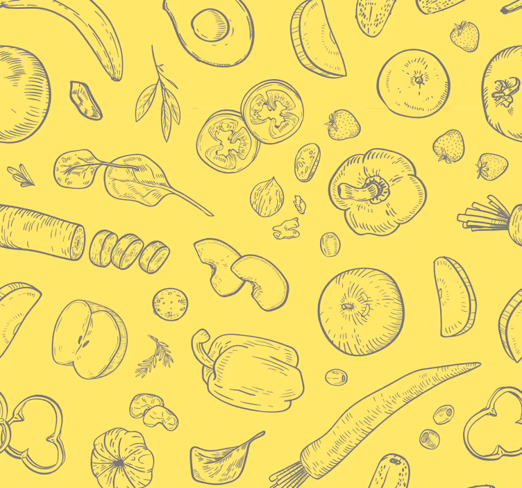 Vruchtbare schetsen behang keuken - TenStickers