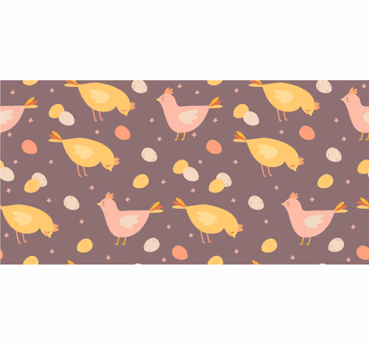 Speels kippenpatroon behang dieren - TenStickers