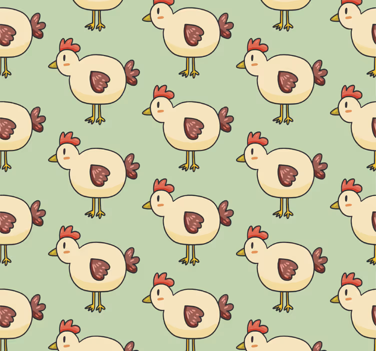 Kip patroon behang dieren - TenStickers