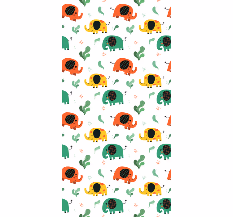 Speels olifantenpatroon olifanten behang - TenStickers