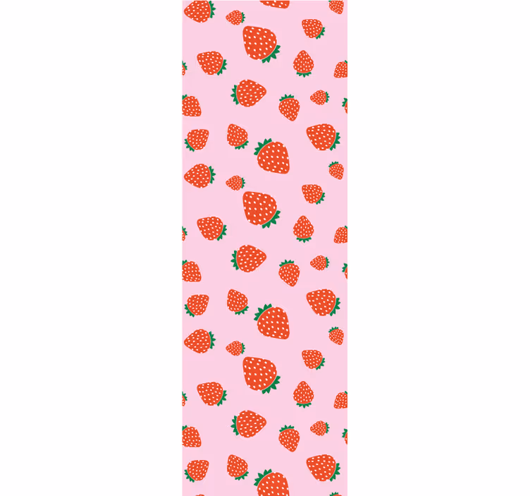 Zoet aardbeienpatroon behang keuken - TenStickers